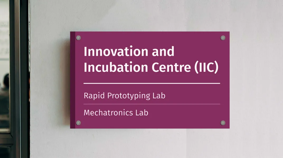 Innovation and Incubation Centre door sign
